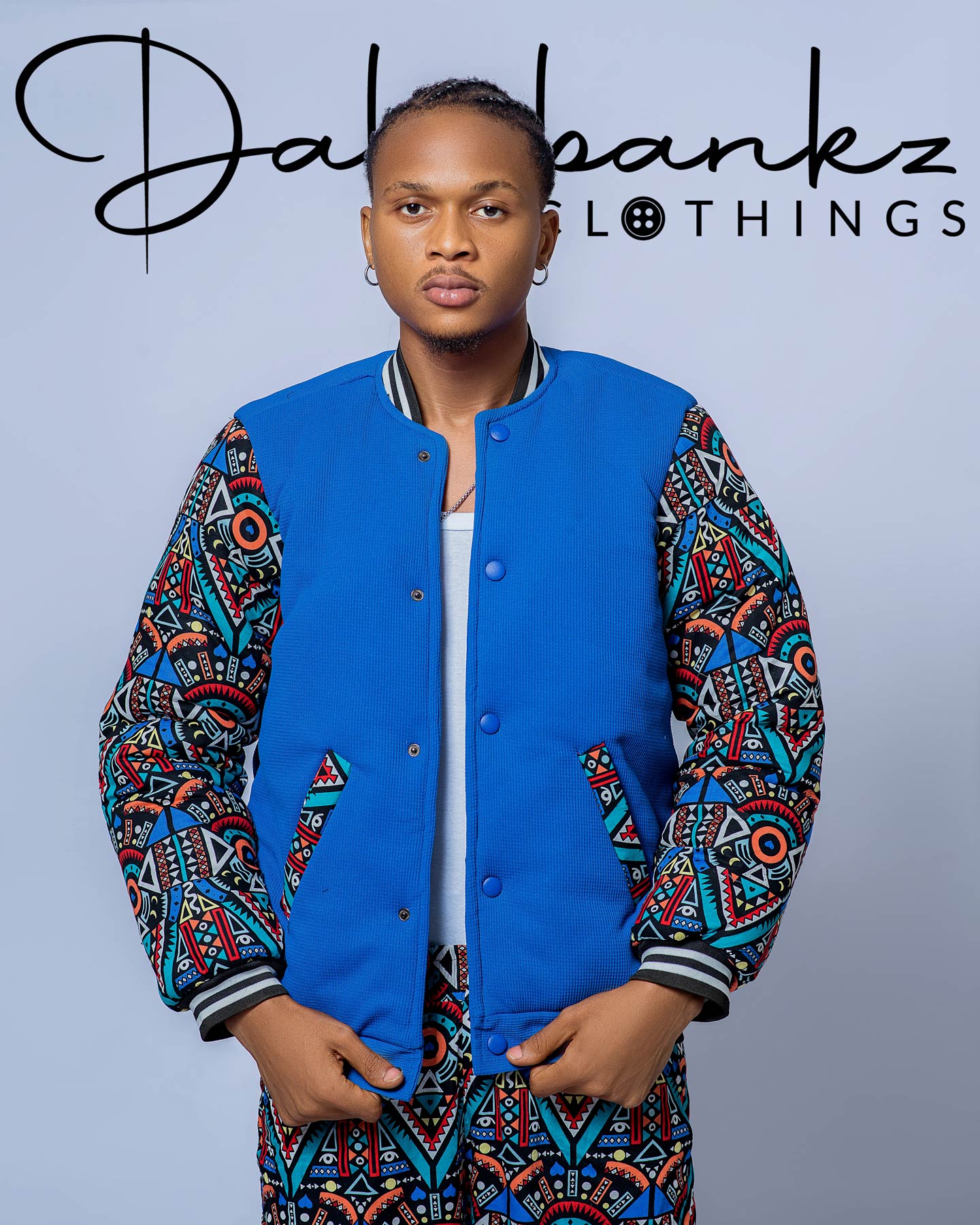 AfriFusion Blue Aztec combo Bomber winter jacket with matching pants