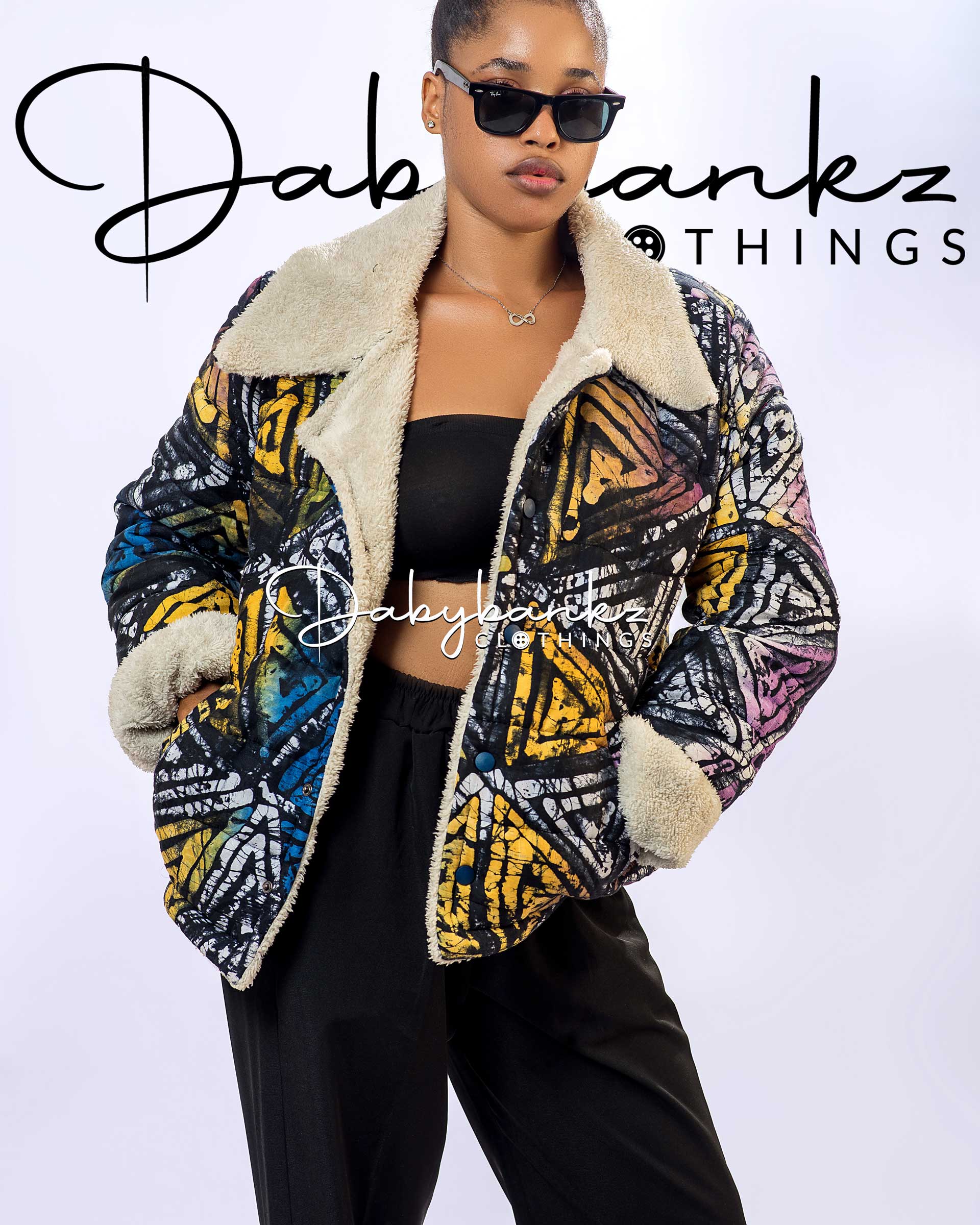 AfriFusion Adire winter jacket lined with fleece